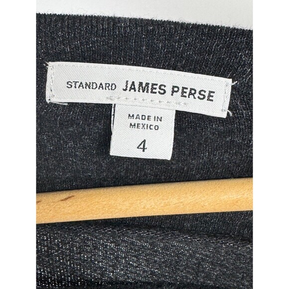 James Perse Top Womens 4 Large Charcoal Gray Lightweight Knit Elevated Basic - Picture 5 of 13